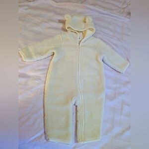 GAP Baby Cream Sherpa Fleece One-Piece with Bear Ears